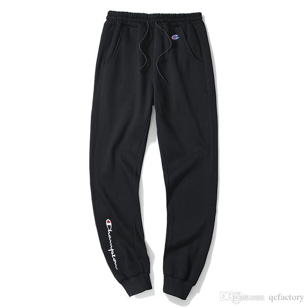 

new designer mens trousers champions embroidery man trousers brand men outdoor sports pants mans loose comfortable sports pants, Black