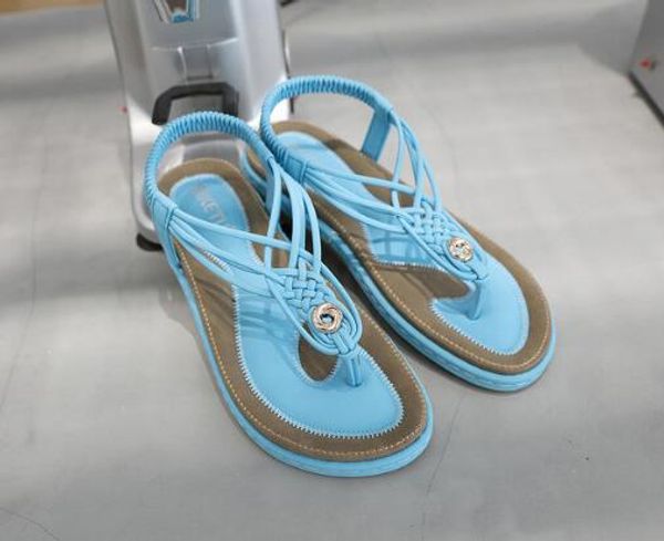 

selling leisure women sandals metal holiday beach comfortable flat shoes wholesale&retail, Black