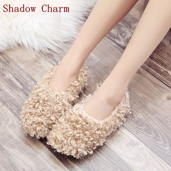 

2019 new ladies fluffy slippers casual cross soft indoor slides furry warm lazy quality flip flops plush shoes, Black