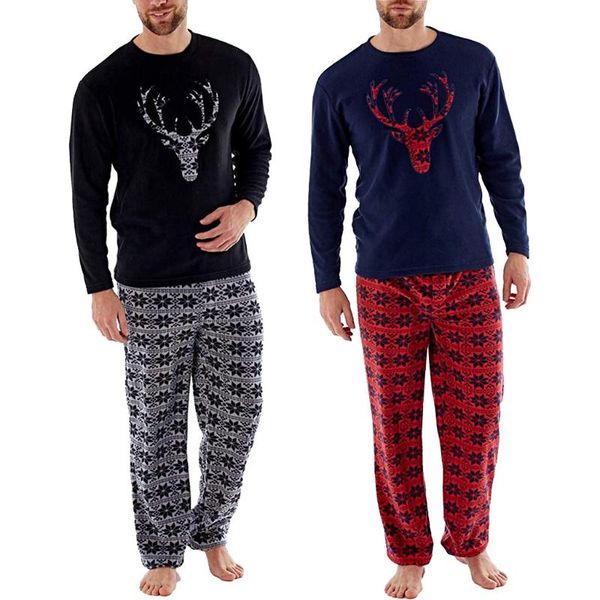 

men christmas xmas deer print floral pajamas nightwear sleepwear outfits sets, Black;brown