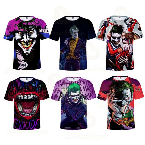 

2020 summer haha joker 3d printed t shirt men joker face casual male tshirt clown short sleeve funny t shirts, White;black