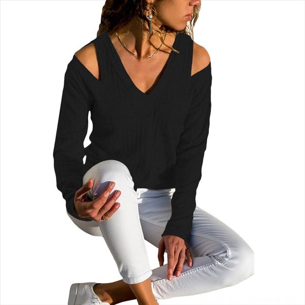 

shi ying slim female t- base shirt winter european style v-neck long sleeve unlined t-shirt pullover pullover 251578, White
