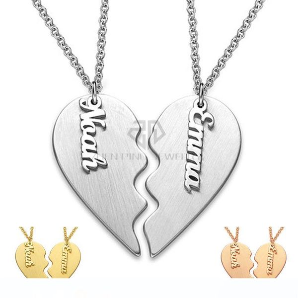 

валентина день подарков персонализированные классический breakable сердце пользовательские пара ожерелье из нержавеющей стали два половина и, Silver