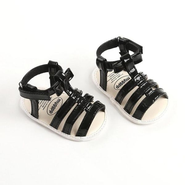 

summer baby girls soft soled breathable anti-slip hollow design sandals, Black;red