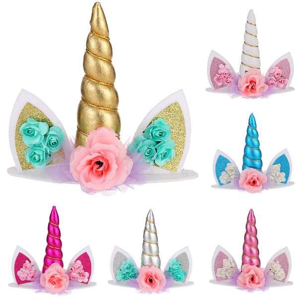 

unicorn headband kids women sweet flower cute unicorn headdress children headwear props party gift hair band