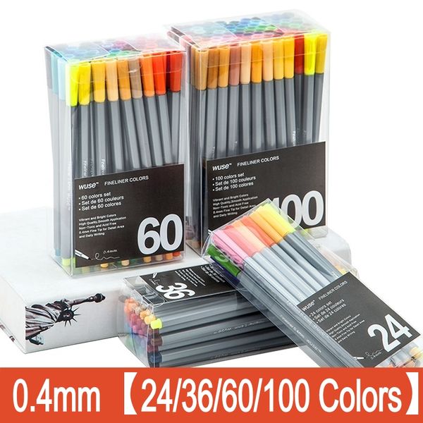 

24 36 60 100 colors 0.4mm fineliner marker pen water based assorted ink art markers drawing graffiti hook fiber for art supplies