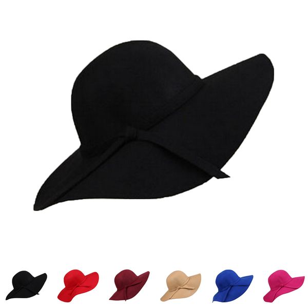

western style autumn winter women's woolen felt caps with bowknot design hats, Blue;gray