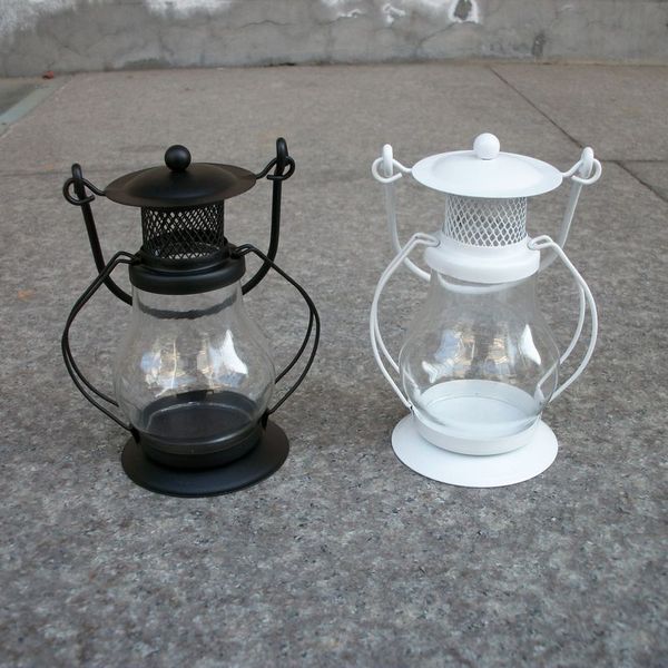 

european style glass iron lantern candle kerosene lamp candlestick home furnishing decoration creative candle holders sconce