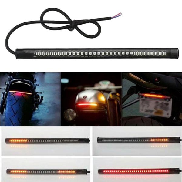 

2pcs 48led motorcycle light strip red and amber tail brakeup slamp 3258 motor license plate rear lighting bar car-styling