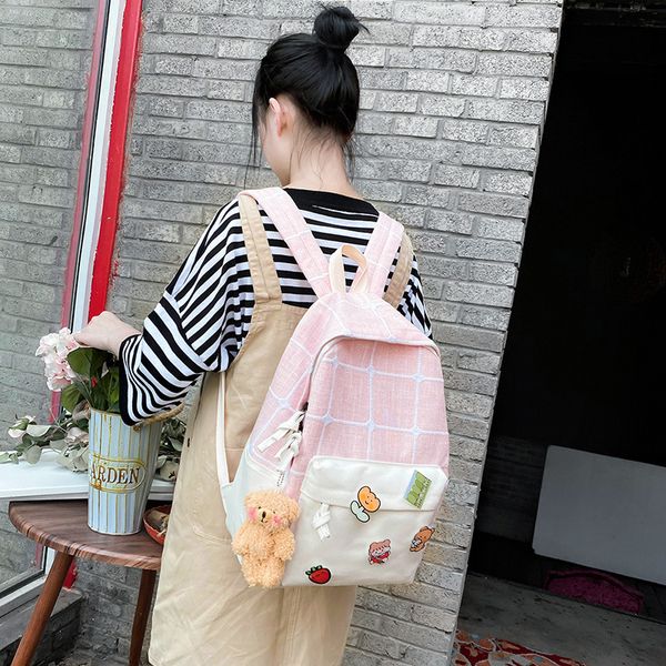 

2020 new women's backpacks, satin plaid ladies backpack, simple and fashionable ladies backpack