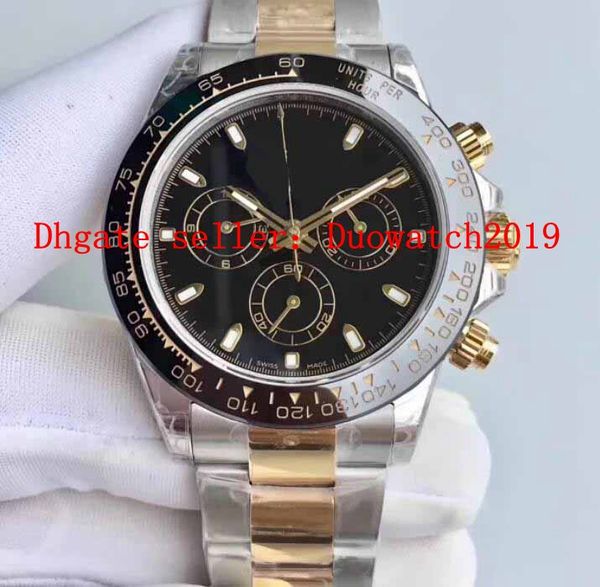 

mens automatic eta 7750 chronograph swiss movement men ceramic bezel valjoux crystal watch sport bp factory 18k gold & steel wristwatches, Slivery;brown