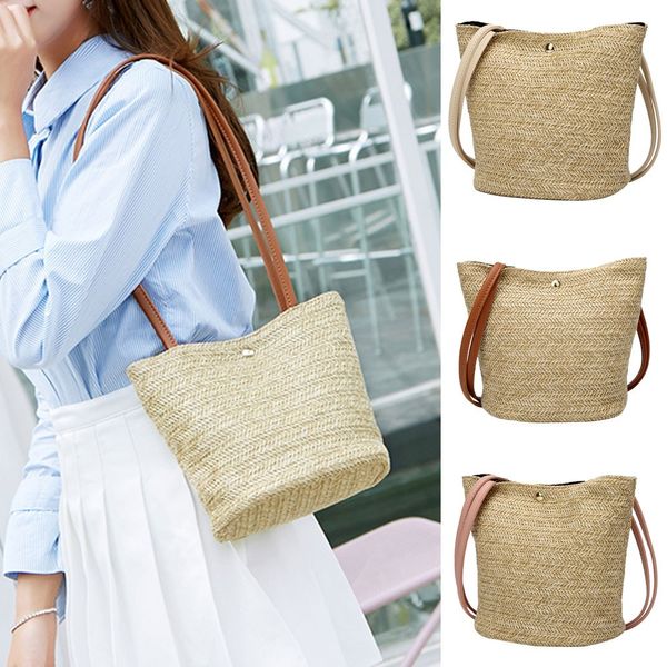 

2019 south korea's new straw bag casual handbag summer holiday shoulder bag ladies weaving bucket beach shoulder bags#25