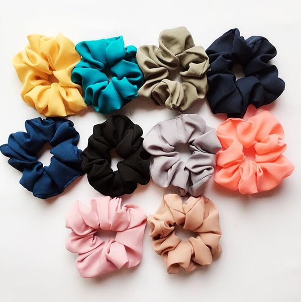 

lady girl hair scrunchy ring elastic hair bands pure color large intestine sports dance scrunchie soft hairband designer headband by1211, Golden;silver