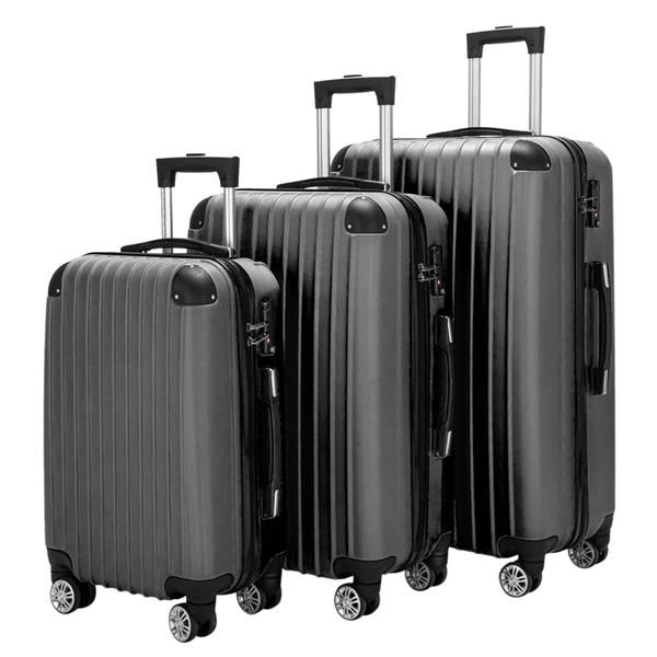 

luggage travel 3 pieces abs luggage sets hardside spinner lightweight tsa lock dark gray durable spinner suitcase 20" 24" 28, Blue;pink