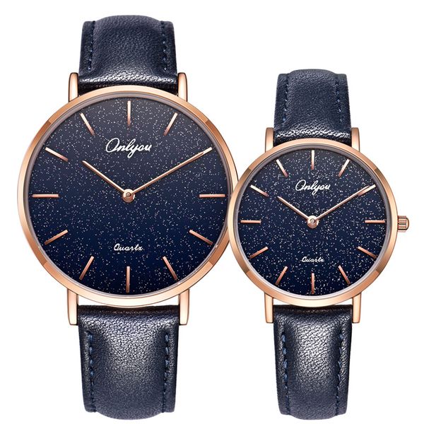 

onlyou watch for lover waterproof student couple watch leather belt lover's quartz 328001, Slivery;brown