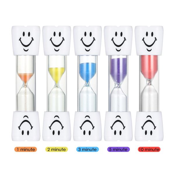

5pcs hourglass sandglass 1min/2mins/3mins/5mins/10mins mini colorful cooking sand clock kids tooth brushing timer