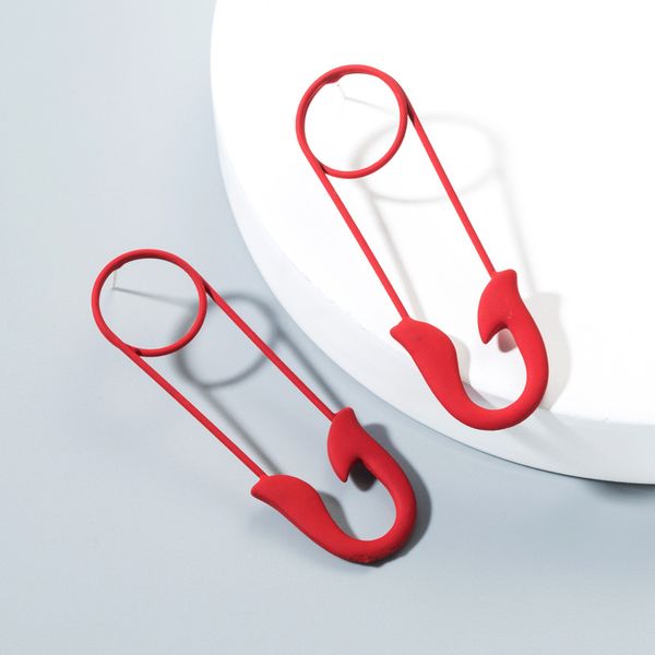 

2020 new silver pin simple paint geometry long section oval pin trend drop earrings for women fashion jewelry accessories