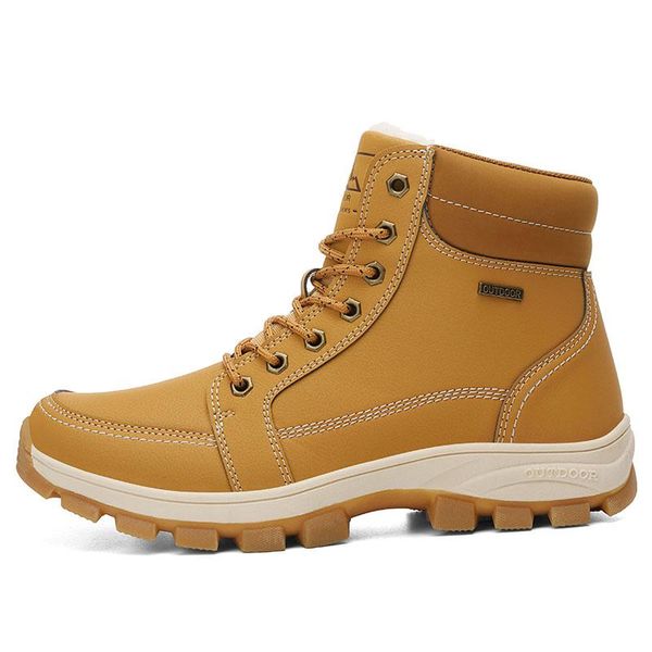 

new winter men boots fur warm snow boots men winter work shoes waterproof ankle outdoor men's sneakers footwear, Black