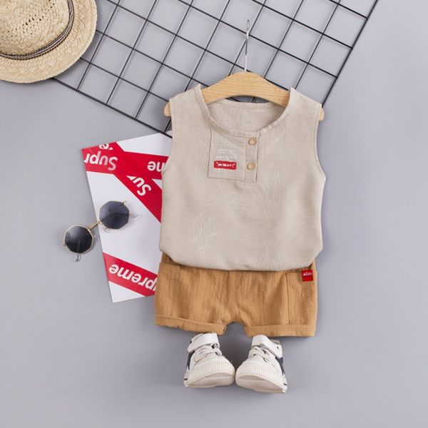 

summer children baby boys 2pcs/set fashion casual sleeveless floral print vest +shorts suits costume set, White