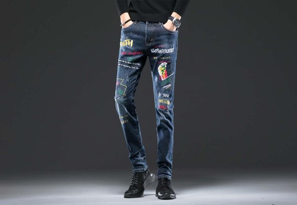 

jeans mens hip hop slimming daily business fashion blue trousers