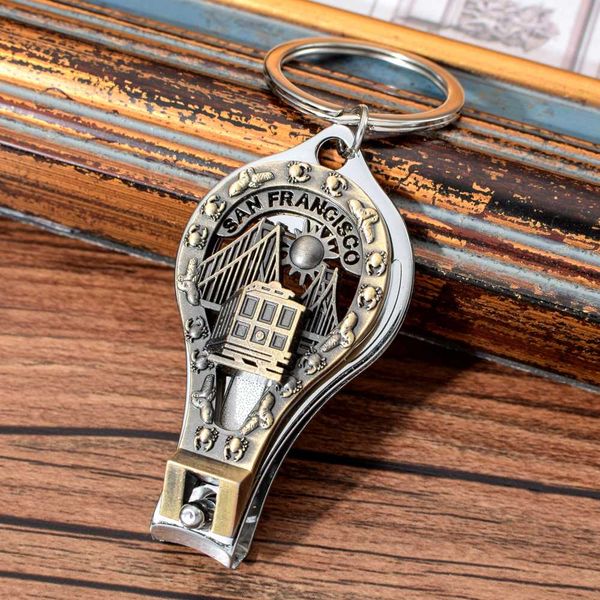 

vicney san francisco keychain america country city nail clipper key chain ring cutter tool bottle opener keyring, Silver
