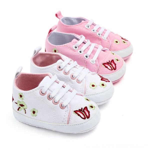 

newborn baby girl crib shoes infant flowers antislip sneakers toddler canvas prewalker girls trainers first walkers 018m, Black;red
