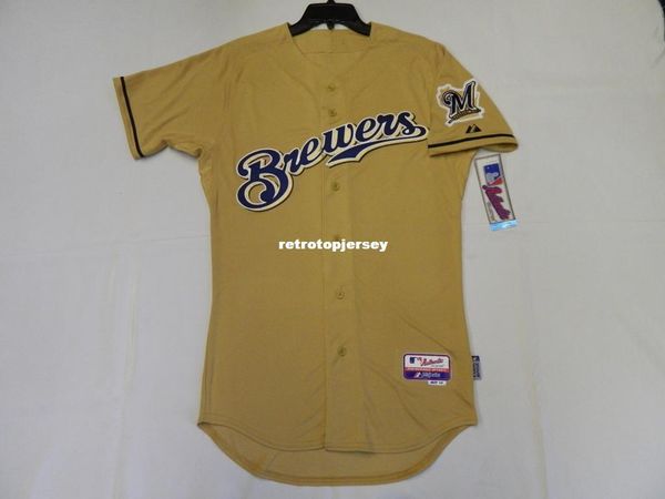 

majestic milwaukee blank gold cool base jersey mens stitched wholesale big and tall size xs-6xl baseball jerseys, Black;blue