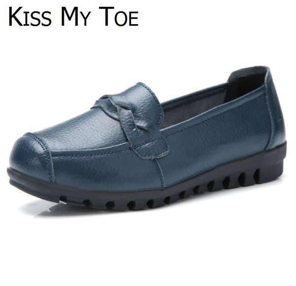 

good 2020 spring genuine leather casual comfort breathable shoes for women flat ladies trainers chaussure femme zapatos mujer, Black