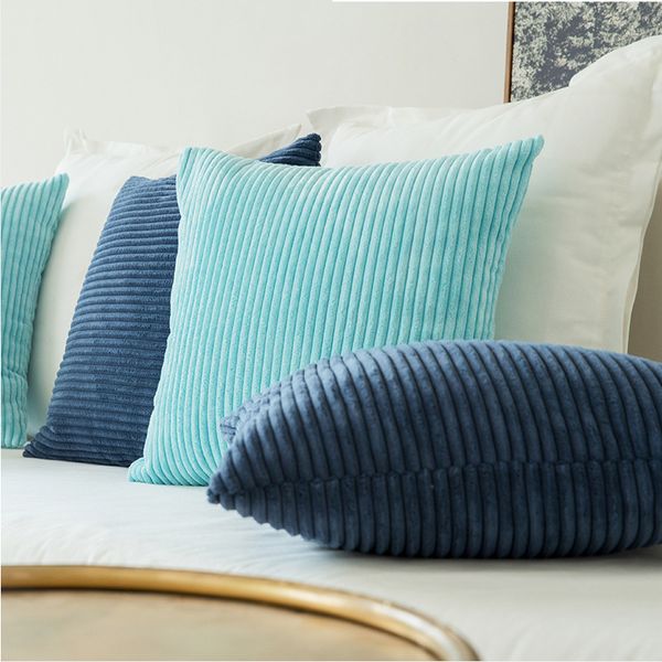 45 45cm Candy Color Corduroy Striped Pillow Case Cover Colorful