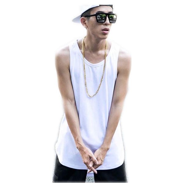 

tank justin bieber grey white cotton casual sleeveless t-shirt men ' hip-hop skateboard tank elastic size -2xl, White;black