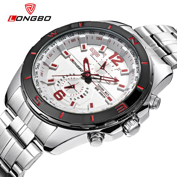 

cwp LONGBO Watches Military Mens Stainless Steel Band Sports Quartz Clock For Men Dynamic Dial Watch Relogio Masculino 80249, Orange