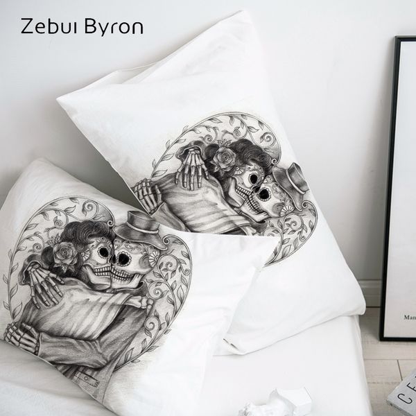 

3d hd pillow case pillowcase custom/50x70/50x75/50x80/70x70 decorative pillow cover,pencil drawing skull bedding,drop ship