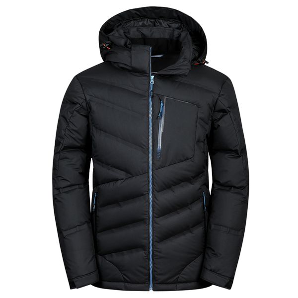 

men's winter jacket thick windproof parka overcoat white duck down jacket men wind hooded smart down coat, Black