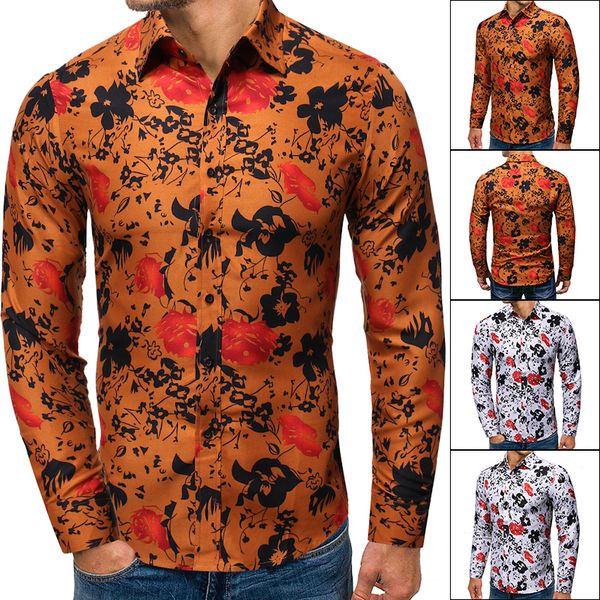 

2019 spring summer new product solid color printing thin section men's long-sleeved red hawaiian shirt young casual white, White;black