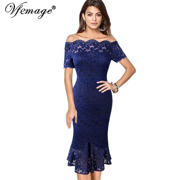 

vfemage women off shoulder vintage floral lace pinup formal cocktail wedding party bodycon mermaid pencil wiggle midi dress 980, Black;gray