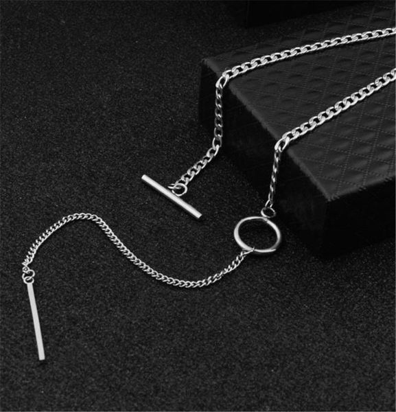 

316l stainless steel simple necklace for women ot buckle circle strip pendant necklace simple choker, Silver
