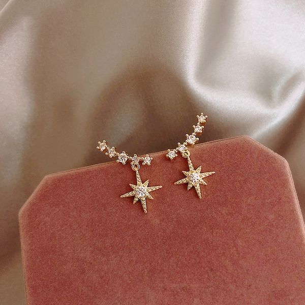

dominated new 2019 contracted delicate crystal star temperament drop earrings women korean classic style small earrings fashion, Silver
