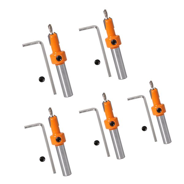 

5pcs 8mm shank countersink drill bits woodworking chamfer counter bits