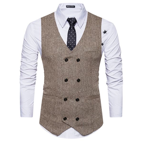 

mens old school 8 buttons herringbone vests for male slim fit mans suit sleeveless vest formal waistcoat for suit or tuxedo, Black;white