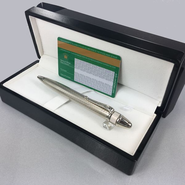 

luxury pen set mb pen rolexe stationery supplies office round head metal ballpoint pen option gift black wood box, Blue;orange