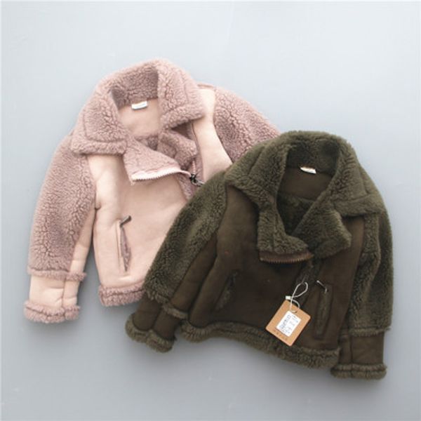 

autumn and winter new boys and girls fur thick warm jacket children cotton jacket, White