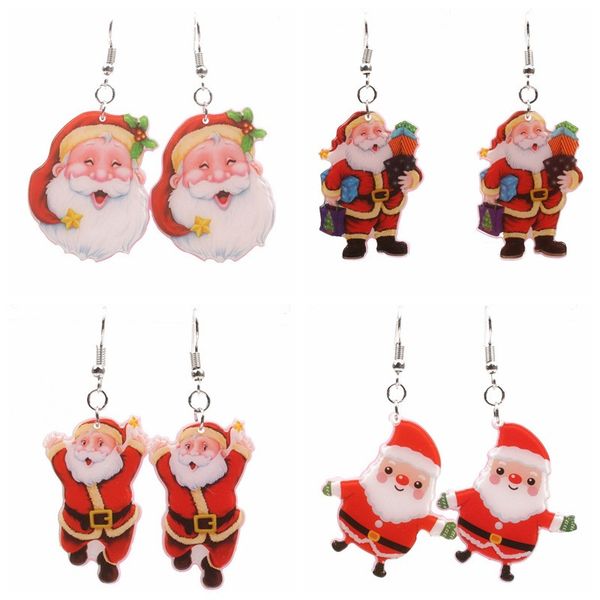 

handmade christmas earrings santa claus snowman elk dangle earrings women girl christmas jewelry charm gifts, Silver