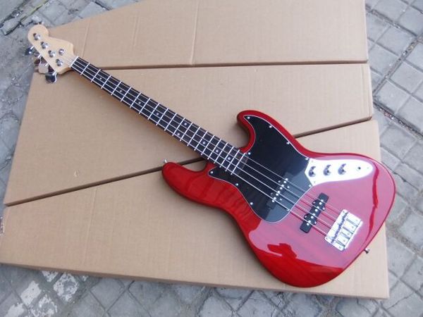 

wholesale right-handed wine red electric bass guitar with 4 strings,black pickups guitar 0610
