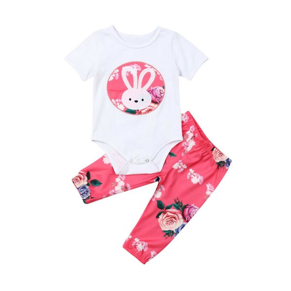 

2PCS Clothing-Set Romper Flower Rabbit Newborn Floarl Long Pant Outfits Toddler Baby Kid Girl Infant Fashion Cute 0-24M