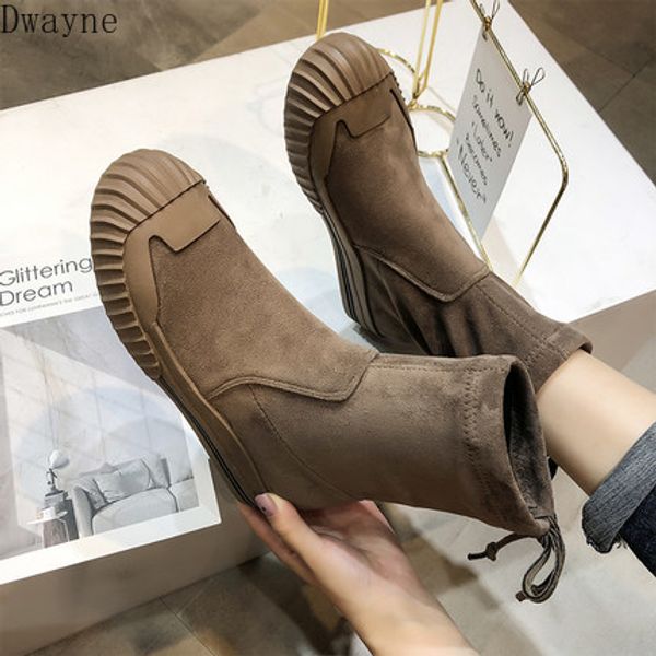 

boots suede elastic cloth motorcycle, Black