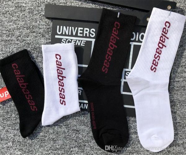 

calabasas printed long stockings skateboard mens socks fashion male apparel kanye mens designer socks, Black