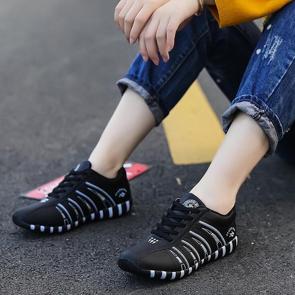 

big size pu leather anti-slip woman shoes sports sneakers woman running shoes sport women breathable women's black a-425