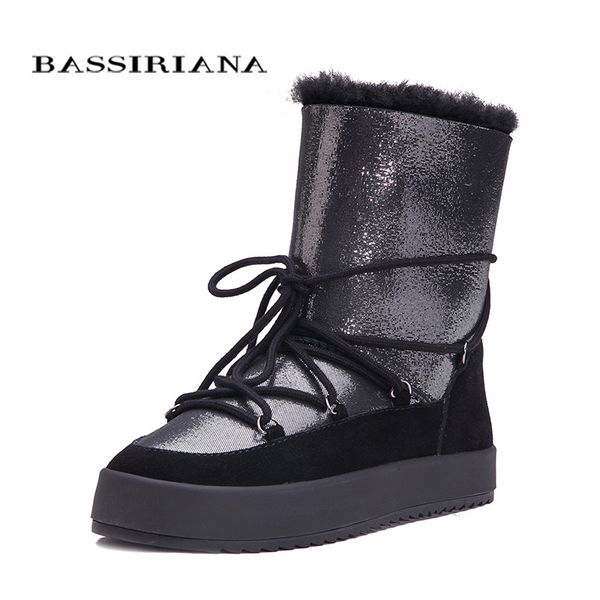 

зимние сапоги женской обуви подлинная барашек snowboots черный белый синий 35-40 бесплатная доставка bassiriana t200111, Black