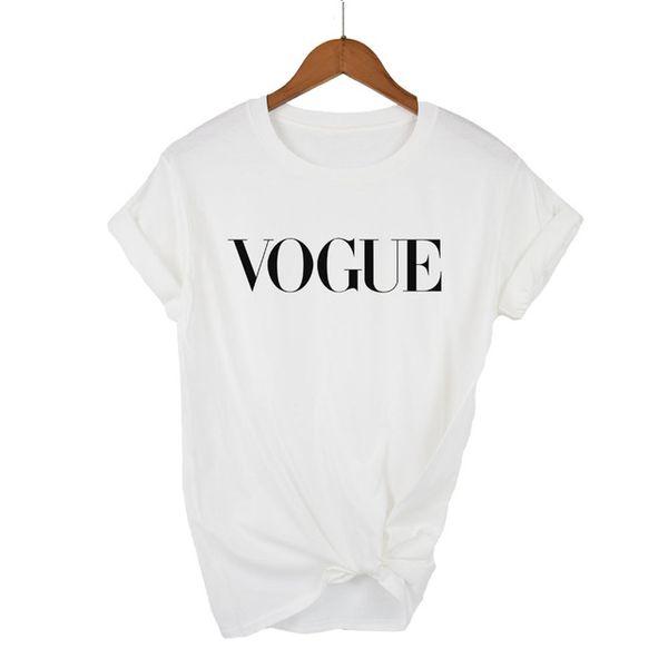 

2018 100% лопок vogue letter printed women breathable tshirt поведневна женка ђболка o-обѬазнм вѬ, White