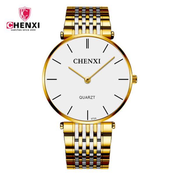 

chenxi brand officially sells ultra-thin steel belt waterproof couple watch men and women watch quartz watch factory direct 072a, Slivery;brown